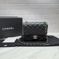 香奈兒 Chanel 方胖 荔枝牛皮 黑銀
