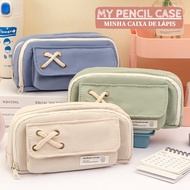 3-layer Creative Pencil Box Large Capacity Pencil Cases  Kawaii Simple Pencil Bag Student School Office Stationery Storage Supplies