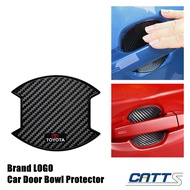 LCX 4 Pieces Carbon Fiber Texture TPU Car Door Bowl Sticker Car Door Sticker Scratches Resistant Cover TRD for Toyota Camry Corolla Yaris Avanza Coolant Altis Vios Hilux Wish Alphard RAV4 Hiace Innova Wigo Vigo Revo Wish Fortuner