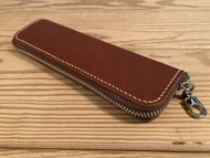 手縫真皮植鞣革拉鍊筆袋  鉛筆盒