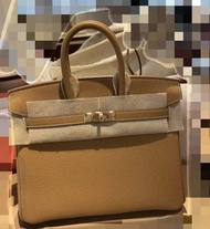 可陪驗 Hermes 愛馬仕 birkin 25 b25 內縫 自然 沙金 沙色 金扣 金金 21 natural sable gold on gold ghw togo retourne 大象 灰 
