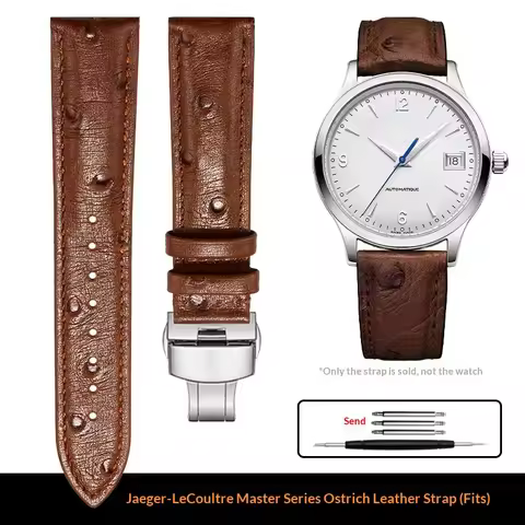 19mm 20mm 21mm 22mm Ostrich Texture Leather Watch Band Fit for IWC Jaeger-LeCoultre Tissot Omega Swa