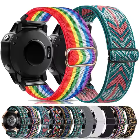 22mm 26mm Elastic Woven Nylon Loop Strap for Garmin Fenix 7 7X 6X 6s 6 Pro 5 5s 5X Plus 3HR 945 Epix