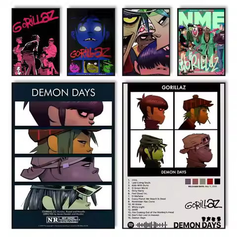 Music Prints G-Gorillaz Poster HD posters Self adhesive waterproof ideal for living room bedroom bar