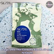 GLYDE Maxi - Large Ultra Thin Condoms Size XL 56 mm 12 Count ถุงยางอนามัย แบบบางเฉียบ ขนาด 56 mm