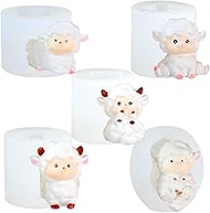 5 Pack Goats Silicone Mold, Lying Sheep Candle Mold for Soap Soy Wax DIY Handcraft, Ram Resin Mold G