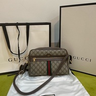 GUCCI GG Supreme Mini Ophidia斜背包 (綠紅)