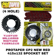 LC/Y15 PROTAPER 415MXx132 RED + CP2 BLACK SPOCKET SET (4 HOLE)