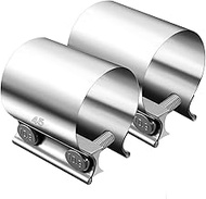 Dianrui 2PCS 1.75" Butt Joint Stainless Stee Clamp Band,1.75 inch Universal Widening Clamp Fit for E
