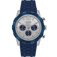 (Official Warranty) GUESS Caliber W0864G6 Chronograph White Dial Blue Rubber Strap Watch for Men