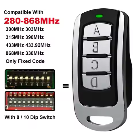 Compatible with 300MHz 303MHz 315MHz 330MHz 433MHz 868MHz with 8 / 10 dip switches Multi-frequency 2