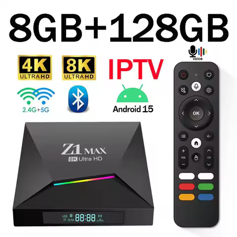 Z1 Max TV Box Android 15 4K 8K HD Allwinner H618 Quad core BT 5.0 4G 5G Dual WiFi 8GB 128GB Voice re