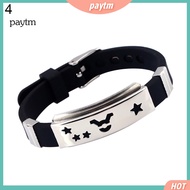 PTM Men's Horoscope Stainless Steel Silicone Wristband Bangle Clasp Cuff Bracelet