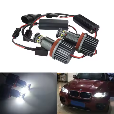ANGRONG 2x H8 30W LED Angel Eyes Halo Light Bulbs For BMW E92 E90 E91 E93 E82 E87 E88 E60 E61 E63/E6
