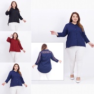 KEMEJA WANITA JUMBO BIGSIZE 020 BRUKAT BAJU HAMIL KERJA PESTA XXL XXXL