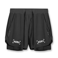 ASRV Men's Sports Shorts Running American Basketball Shorts with Inner Lining Double Layer Quick-Dry