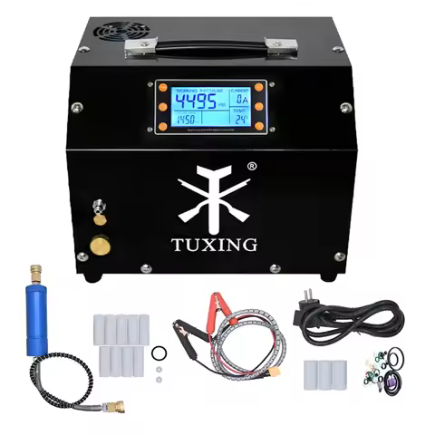 TUXING 300Bar PCP Air Compressor 4500Psi High Pressure Auto Stop Digital Compressor Control with 12V