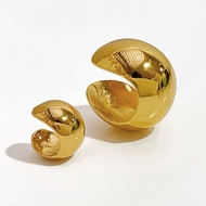 Peri'sBox Single Piece Solid Gold Color Earrings Without Piercing Metal Ball Chunky Cartilage Earrin