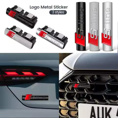 NEW Audi sline Metal Logo Car Sticker Aluminum Emblem for Audi A3 A7 8V 8P S3 A5 A6 C7 C6 S5 S6 Slin