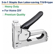[888] 3-in-1 Heavy Duty Staple Gun Labor-saving T/U/D-type Nails Chrome-plated Steel for Upholstery 