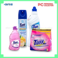 Tuff Germban Disinfectant Spray, Tuff Toilet Bowl Cleaner, and Tuff PLD Concentrated Laundry Deterge