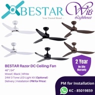 ★2 Year Warranty★ Ceiling Fan - BESTAR RAZOR, DC Motor, 3 Tone LED Light Kit and Remote Control (Black / White / Wood)