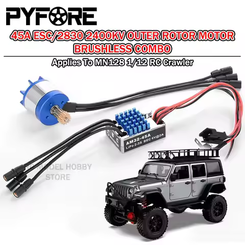 PYFORE 45A ESC 2830 2400KV Outer Rotor Motor Brushless Combo for MN128 1/12 RC Crawler Upgrade Acces