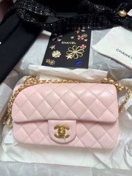 全新 Full set Chanel 26C 櫻花粉 大mini 金球 
