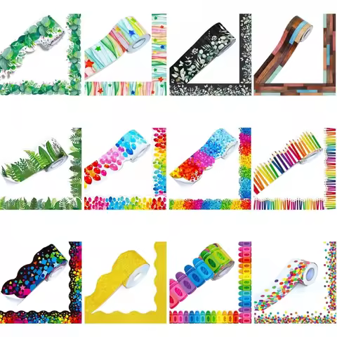 12 colors 59 feet Self Adhesive Border Classroom Decors Border Trim Sticker Colorful Dot Trim Border