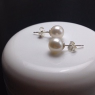 Agape silver artificial pearl earrings
