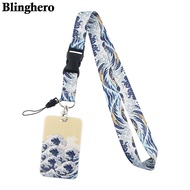 CB342 Wave Lanyard Neck Strap Art Oil Painting Lanyards Bus ID Name Work Card Badge Holder Accessories Decoration