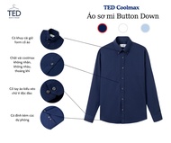 Áo sơ mi nam dài tay xanh Navy Button Down chất liệu Coolmax form Slim Fit
