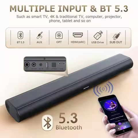 Smart Music Soundbar for TV, PC,games,surround Sound System,Home TV Sound Bar with Bluetooth/HDMI AR