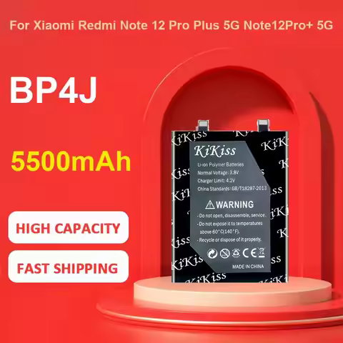 KiKiss Battery For Xiaomi Redmi Note 12 Pro Plus 5G Note12Pro+ 5G,BP4J,5500mAh