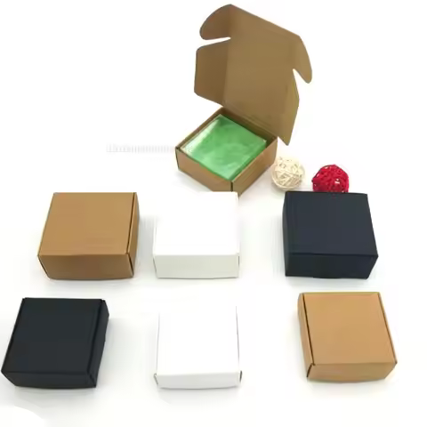 100pc 40 Sizes Kraft Paper Box, Brown Cardboard Handmade Soap Box, White Craft Paper Gift Box, Black