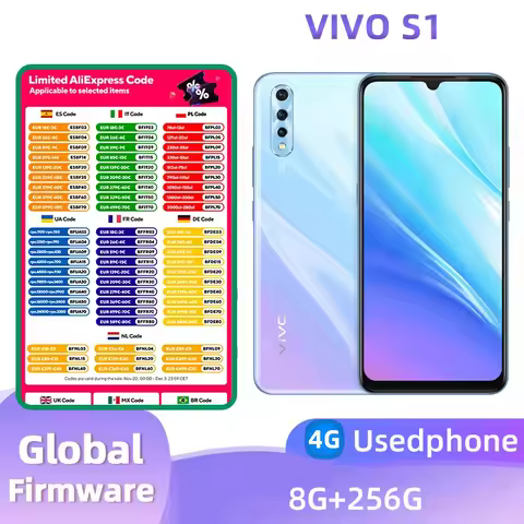 Vivo S1 4G Smartphone Android CPU Helio P70 6.53-inch 12MP Camera 3940mAh 18W Charge Used Phone