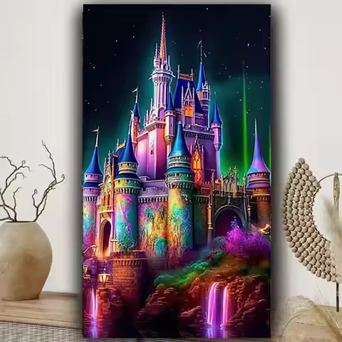 5D Diamond Painting Kits For Adults Castle Aurora DIY Full Square Round Drill Diamond Dots Home Wall
