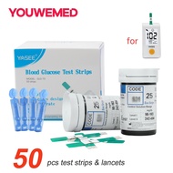 Yasee GLS-73 Model 50 pcs Blood Glucose Test Strips with Free 50 Lancets Kit Suitable for Yasse GLM-