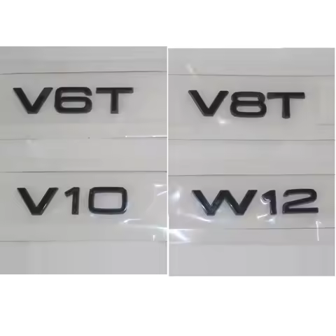 Gloss Black Letters V6T V8T V10 W12 Fender Emblems Badge Symbols 2 pieces for A3 A4 A5 A6 A7 A8 A4L 