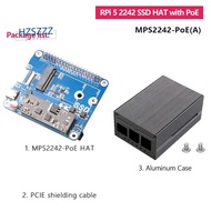 MPS2242-POE A+Case for  5 PCIE to NVME SSD 2242 HAT for RPi5
