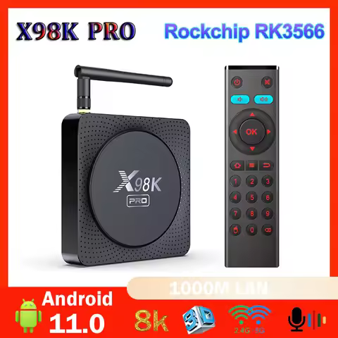 X98K PRO Android 11.0 Smart TV Box RK3566 2.4G/5G Dual Wifi 4GB 32GB 1000M LAN BT 4K 8K 3D Media Pla