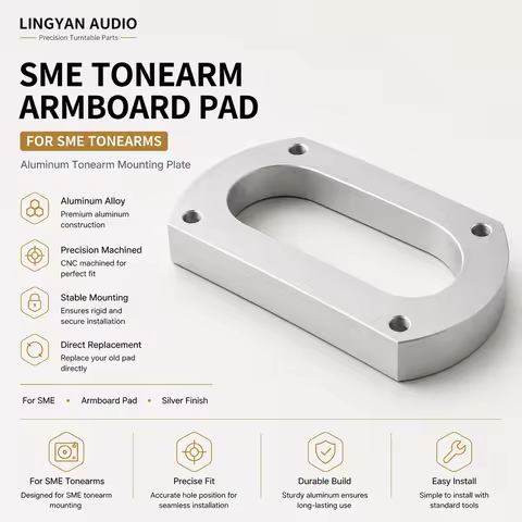 10mm Tonearm Spacer Base for SME 3009 3010 3012R Silver Aluminum Alloy Arm Height Riser Mount Adapte