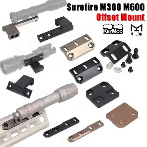 Tactical ARIS Series Surefire M300 M600 Offset Scout Mount Fit 20mm Mlok Keymod SMR Rail Base for M6