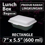 Lunch Box Bagassse 600 ML - 7 Pieces x 5.5 Pieces - Eco-Friendly - Rectangular