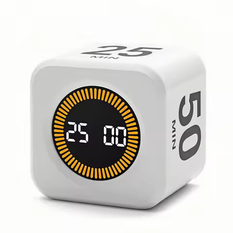 Pomodoro Timer -for Kitchen/Study/Shower Timer,Silent Flip Digital Visual egg Timer, 5/10/25/50min C