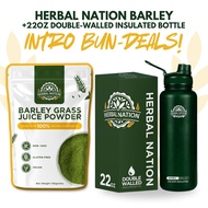 Herbal Nation 22oz Double-Walled Insulated Bottle + Barley Grass Juice Powder