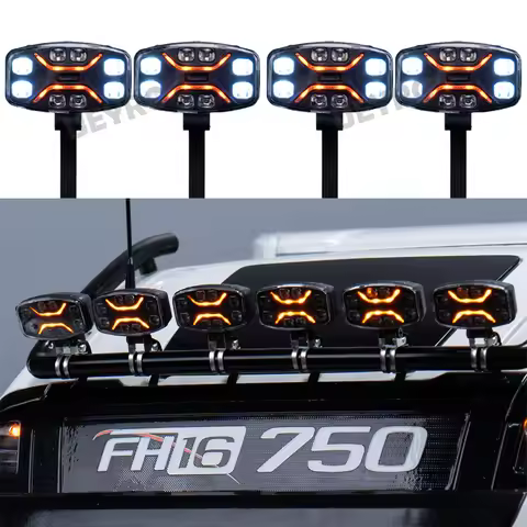 JUWUBA RC Truck LED Simulation Spotlight Roof Lights for 1/14 Tamiya SCANIA 770S R620 Volvo FH16XL 7