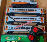 Rangkaian mainan miniatur kereta api Indonesia murah kayu Remot control