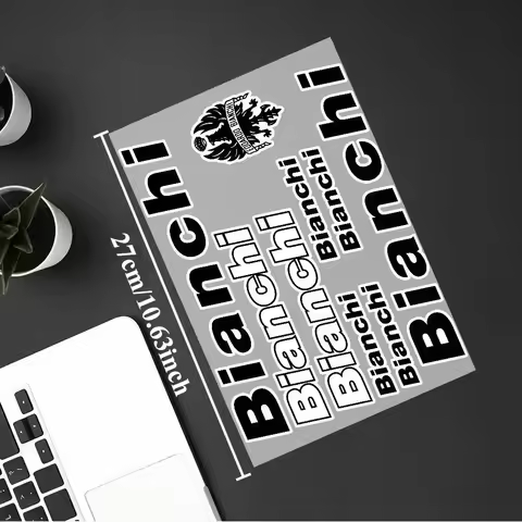 1SET Multi-Size Black-White Bianchi Logo Emblem Sticker Waterproof Self-Adhesive Bicycle Frame Decor