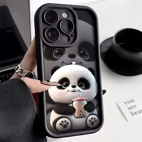 Cute Panda Case For iPhone 17 Cases For IPhone 16 Pro Max 15 14 13 12 11 16e 7 8 Plus X XR XS Max iP